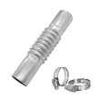 Diesel Air Parking Heater Exhaust Pipe Tube Connector Stainless Steel Corrugated Ducting With 2 Clamps Straight Silver Finish 5 