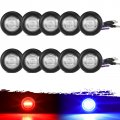 Partsam 10pcs Dual Revolution 3 4 Round Led Marker Light Red To Blue Auxiliary Side Clearance Indicators With Bullet Connector 