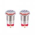 2pcs 12mm Car Metal Latching Push Button Switch With White Led Light Dc 9v-36v 4 Pin Self-locking Round Cap
