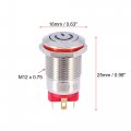 2pcs 12mm Car Metal Latching Push Button Switch With White Led Light Dc 9v-36v 4 Pin Self-locking Round Cap