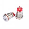 2pcs 12mm Car Metal Latching Push Button Switch With White Led Light Dc 9v-36v 4 Pin Self-locking Round Cap