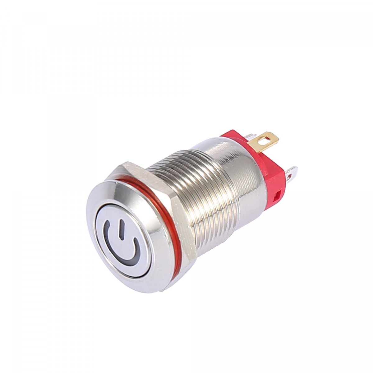 2pcs 12mm Car Metal Latching Push Button Switch With White Led Light Dc 9v-36v 4 Pin Self-locking Round Cap