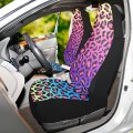 Alaza Neon Rainbow Leopard Cheetah Car Seat Covers Fronts Only For Women Men Seat W Organizer Pocket Cars Suv Truck Sedan 2 Pcs