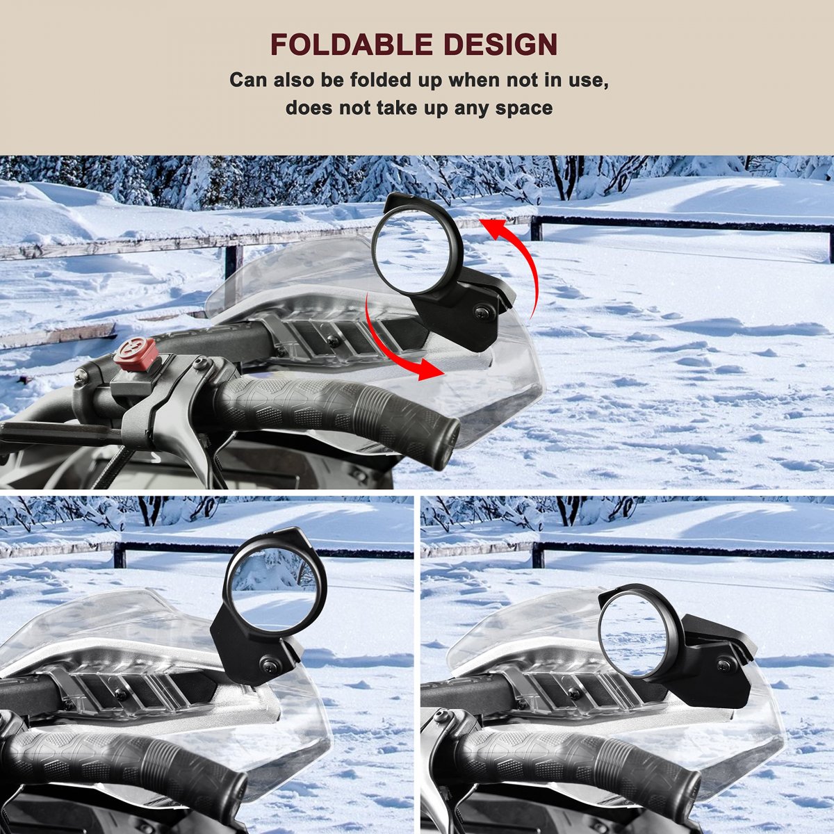 Adjustable Handguard Rearview Side Mirrors For Ski-doo Handlebar Wind Deflector Hand Guard Convex View Mirror Kit Rev Neo Xs Xm