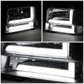 6pcs Chrome Housing Clear Corner Led Tube Drl Headlight Bumper Lamps Compatible With Ford F150 F250 F350 Bronco 92-96