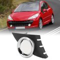 Front Bumper Lower Fog Light Grill With Chrome Lamp Surround Bracket Frame Cover Lights For 207 Sport 2006 To 2009 Front Right