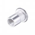 Uxcell M6 Rivet Nuts Aluminium Alloy Knurled Flat Head Threaded Insert Nut Silver 25pcs