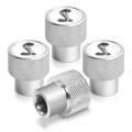Ipick Image For Ford Mustang Cobra In White On Silver Chrome Aluminum Tire Valve Stem Caps