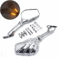 Httmt- Whole Chrome Led Skull Rearview Mirrors W 8mm 10mm Bolts Compatible With Hond Suzuk Kawasak Victor P N Mt333-a-cd