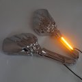 Httmt- Whole Chrome Led Skull Rearview Mirrors W 8mm 10mm Bolts Compatible With Hond Suzuk Kawasak Victor P N Mt333-a-cd