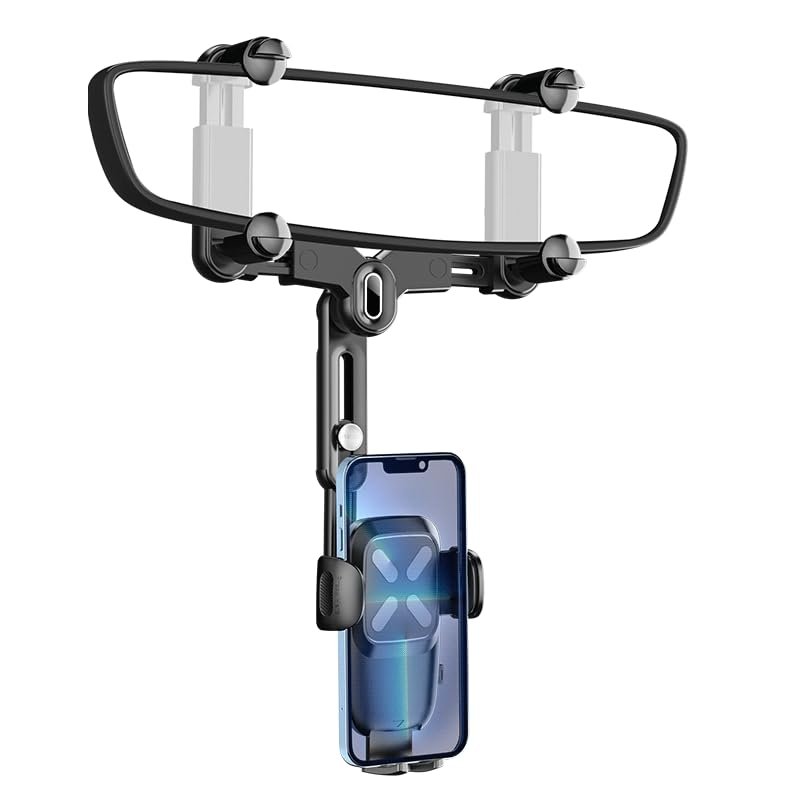 Rearview Mirror Car Phone Mount 360 Degrees Rotatable And Retractable Anti Shake Holder For Samsung Iphone Sony Smartphones