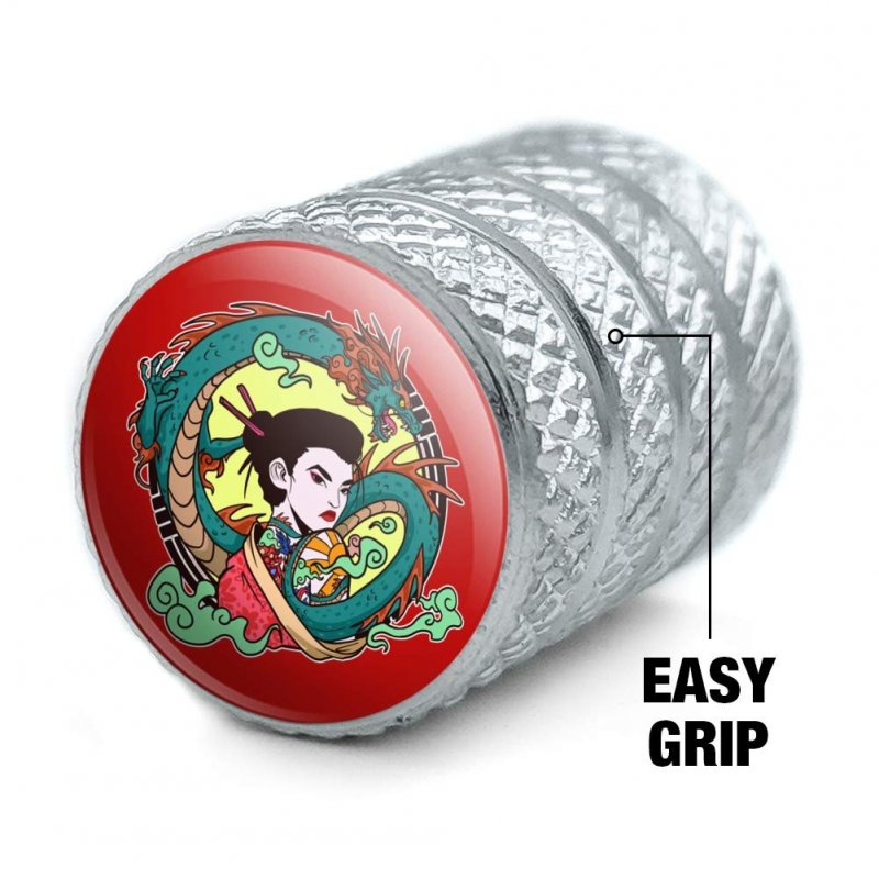 Geisha With The Dragon Tattoo Tire Rim Wheel Aluminum Valve Stem Caps