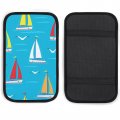 Hoamoya Colorful Sailing Boat Center Console Cover Blue Sea Car Armrest Box Pad Accessories Interior Arm Rest For Auto Suv 