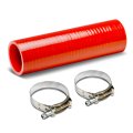 Auto Dynasty 2 Inches To 8 Long Straight 4-ply Turbo Intake Intercooler Piping Silicone Coupler Hose T-clamp Red 