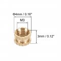 Uxcell Knurled Insert Nuts M3 X 3mm L 4mm Od Female Thread Brass Embedment Assortment Kit 50 Pcs