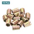 15pcs Hex Threaded Inserts M10 1 5x20 Zinc Alloy Flush Thread Nuts For Wood Furniture Socket Drive Insert Bolts