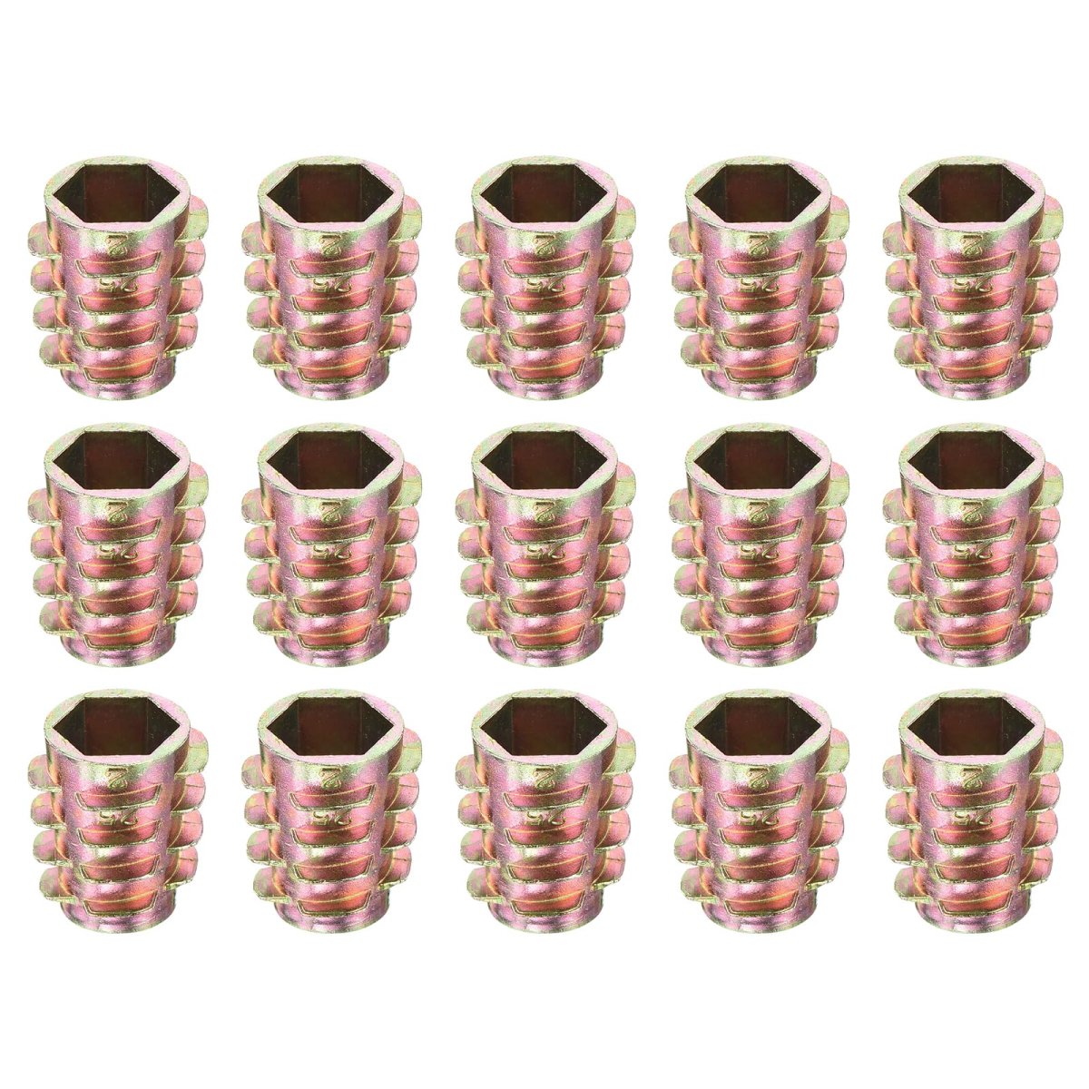 15pcs Hex Threaded Inserts M10 1 5x20 Zinc Alloy Flush Thread Nuts For Wood Furniture Socket Drive Insert Bolts