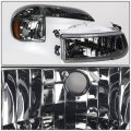 Auto Dynasty Smoked Housing Amber Corner Headlight Head Lamps Tool Kit Compatible With 95-01 Ford Explorer