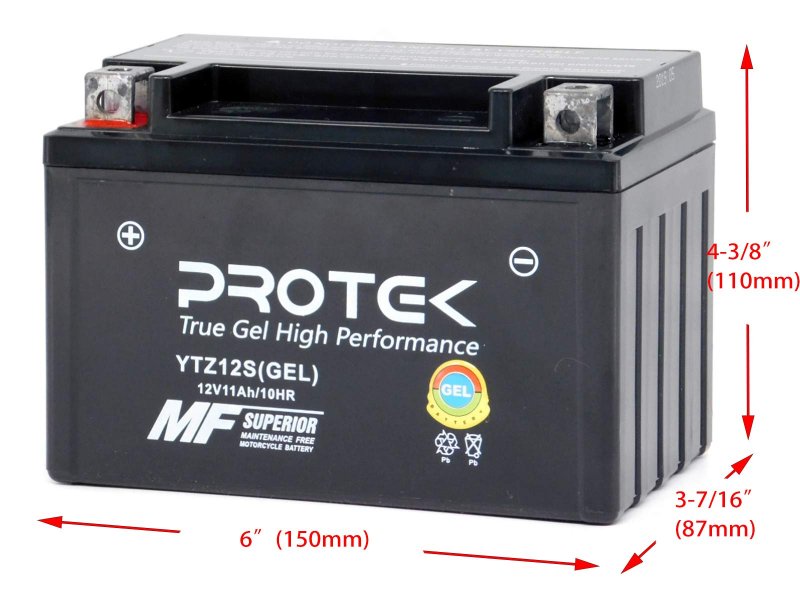 Protek Ytz12s Utz12s Ctz12s Etz12s 12v 11ah Sealed Agm Gel Type Battery Mf Factory Activated For 2002-2016 Honda Vfr800