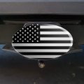 Subdued American Usa Flag Black White Military Tactical Oval Tow Trailer Hitch Cover Plug Insert