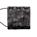 All-over Skulls Black Leather Handlebar Cover Sets With 12 Fringe Debossed Skull Design Authentic Biker Aesthetics 