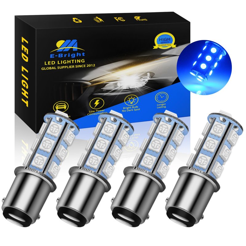 1157 Bay15d Led Light Bulbs Blue 4 Pack For Turn Signal Brake Reverse And Side Marker Lights 12v 18smd Replacement 1016 1034