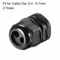 Uxcell Pg21 Cable Gland 2 Holes Waterproof Ip68 Nylon Joint Adjustable Locknut For 6 4-8 7mm Dia Wire