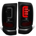 Auto Dynasty Pair Of Black Housing Smoke Lens C-shape Led Bar Brake Tail Lights Lamps Compatible With Dodge Ram 1500 2500 3500