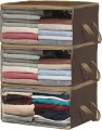 Simple Houseware 3 Pack Foldable Closet Organizer Clothing Storage Box With Clear Window Brown 