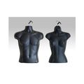 DisplayTown Mannequin Forms Male and Female Torso with Metal Stand and Hook Waist Long Black 