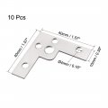 Uxcell Flat Angle Bracket Plate L Shape Repair Joining Support Brace 40mmx40mm Silver Tone 10pcs