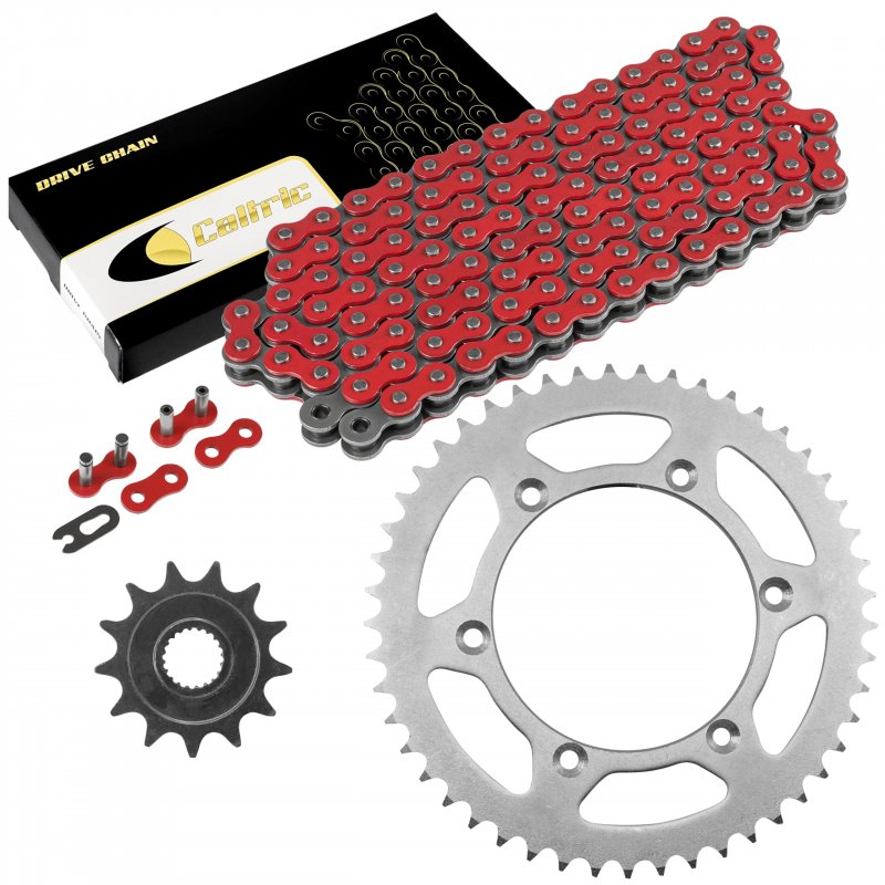 Red Drive Chain And Sprocket Kit For Yamaha Yz250f 2005 To 2009 2012 Includes 13 Tooth Front 49 Rear Sprockets With 120 Link