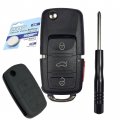 Hqrp Folding Flip Key Fob Shell Remote Case Keyless Entry With 4 Buttons And Black Silicone Protective Cover Cr2032 Battery For