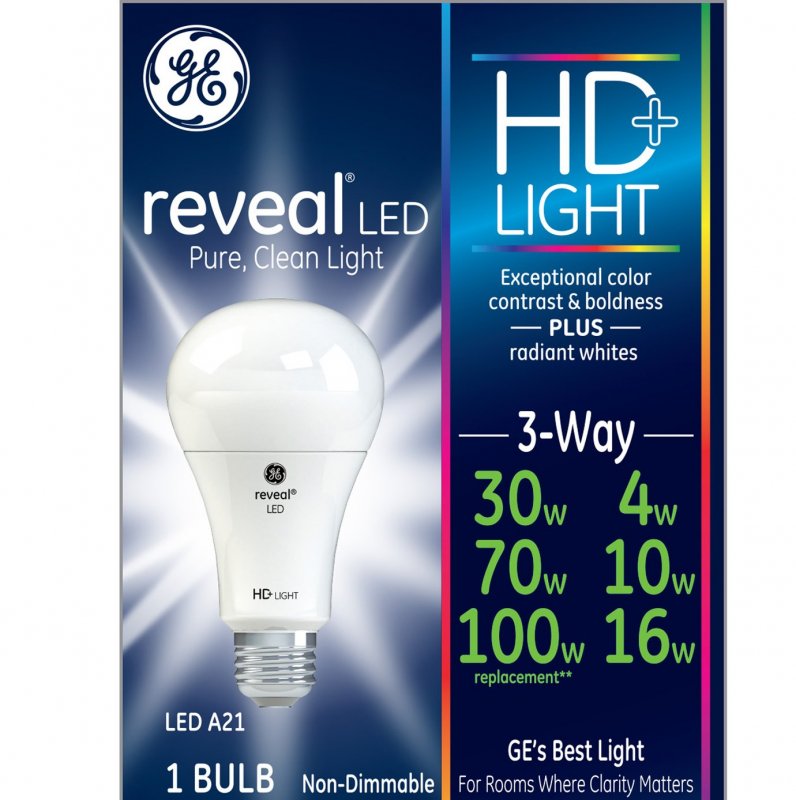 Ge Lighting Reveal Hd Led 3-way 16-watt 100-watt Replacement 1140-lumen Light Bulb With Medium Base 1-pack