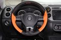 14 25 -15 Steering Wheel Wrap Cover Pvc Leather Stitch On With Needle Thread Black Orange Color 47018 