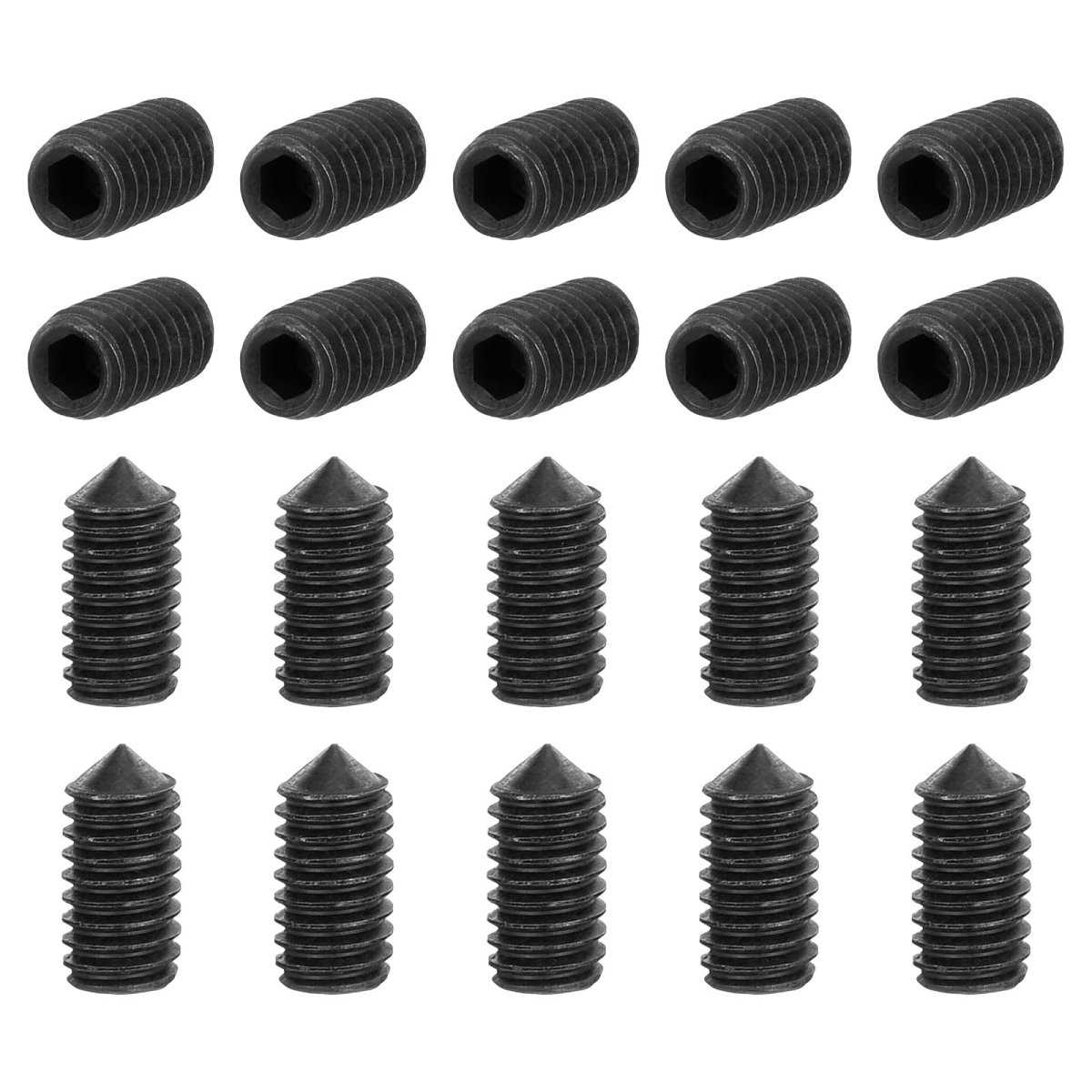 40pcs Set Screws M4x8mm Carbon Steel Cone Point Hex Socket Grub For Machinery Home Repairs And Fixtures Black