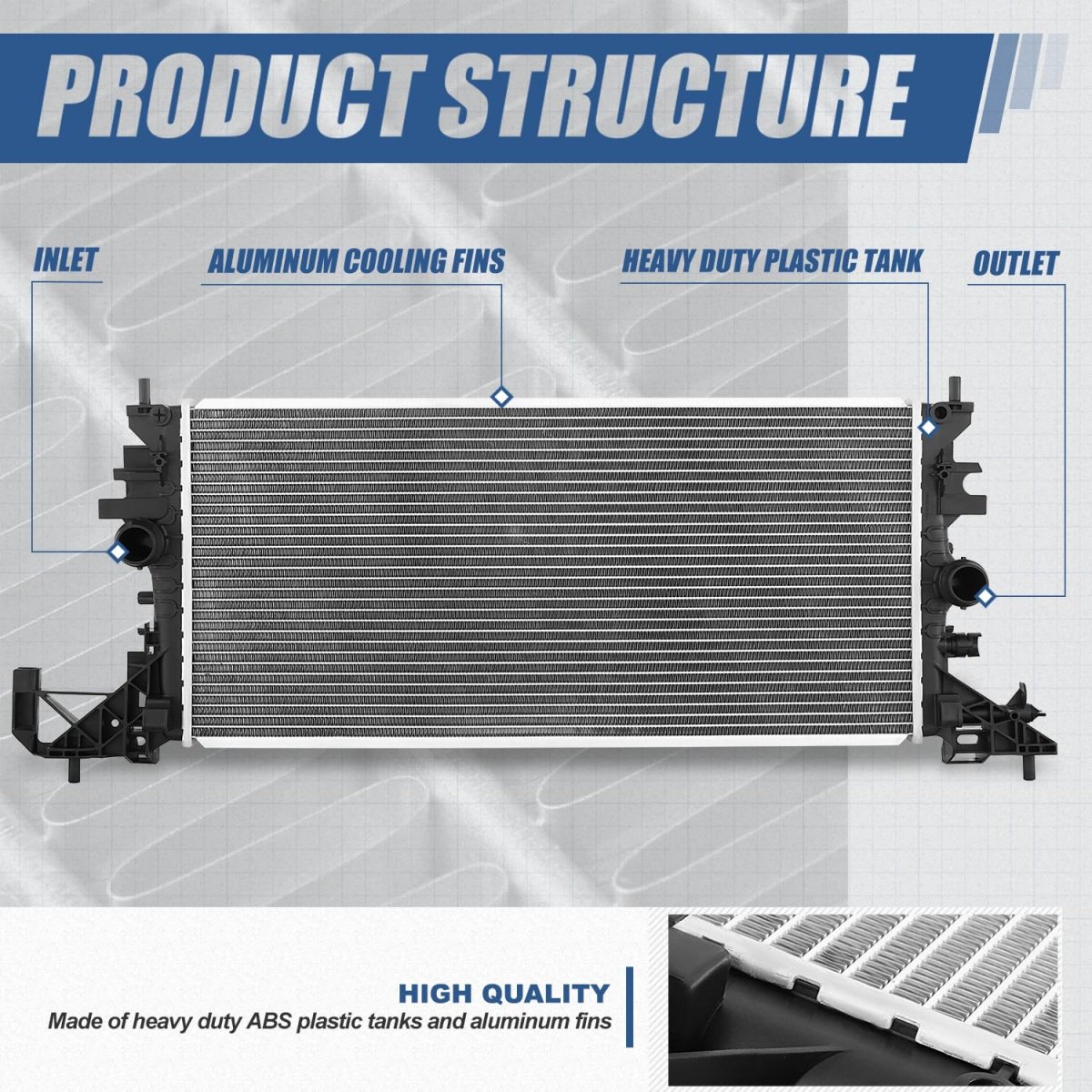 Dpi 13684 Factory Style 1-row Cooling Radiator For Chevy Cruze 2016-2019 Aluminum Core