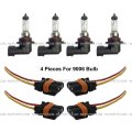 8 Pieces Combo 4pcs 9006 Bulbs With 2 Wire Pin Female Universal Bulb Light Connect Pigtail Harness