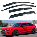 Premium Black Trim Mu Style Smoke Tinted Window Visor Rain Guard Deflector W Clips Compatible For 2022-2024 Honda Civic