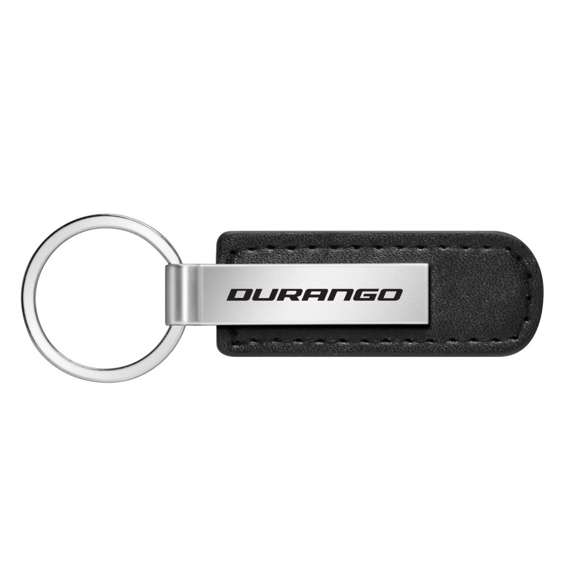 Dodge Durango Black Pu Leather Strap Silver Metal Bar Key Chain Official Licensed