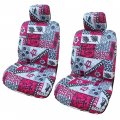 Winnie Fashion Hawaiian Original Tapa Design In Red Separate Headrest Car Seat Covers 