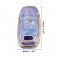 Uxcell 1pcs Key Fob Remote Control Cover Case 3 Button Full Protection Tpu Shell Purple For Audi A6 2012-2018