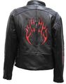 Womens Vented Leather Motorcycle Jackets With Flames Size Xs X-small