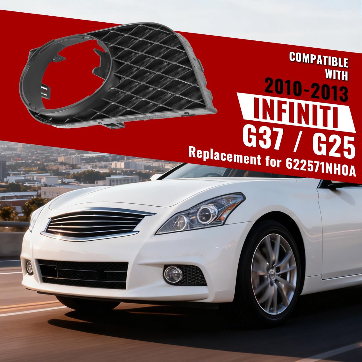 Left Fog Light Bezel For 2009 2013 Infiniti G25 G37 Q40 Driver Side Lh Textured Black Lamp Cover Trim Panel Replacement