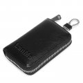 Lanma Car Key Case Holder Leather Chain Bag Remote Fob For Keychain Zipper Black 