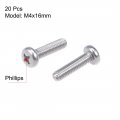 Uxcell M4x16mm Machine Screws Pan Phillips Cross Head Screw 304 Stainless Steel Fasteners Bolts 20pcs