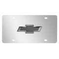 Chevrolet 3d Gunmetal Gray Metal Logo License Plate Mirror Chrome Stainless Steel Universal Fit For Car Suv Truck 12 In X 6 