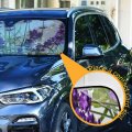 Close-up Of Lavender Purple Flowers With Green Leaves On White Auto Car Front Sunshade Windshield Automobile Window Foldable