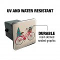 Christmas Bicycle Bike And Cat In Basket Tow Trailer Hitch Cover Plug Insert