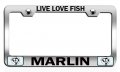 Live Love Fish Marlin Fishing Chrome Metal License Plate Frame Heavy Duty Stainless Steel Tag Holder For Us And Canada Vehicles 